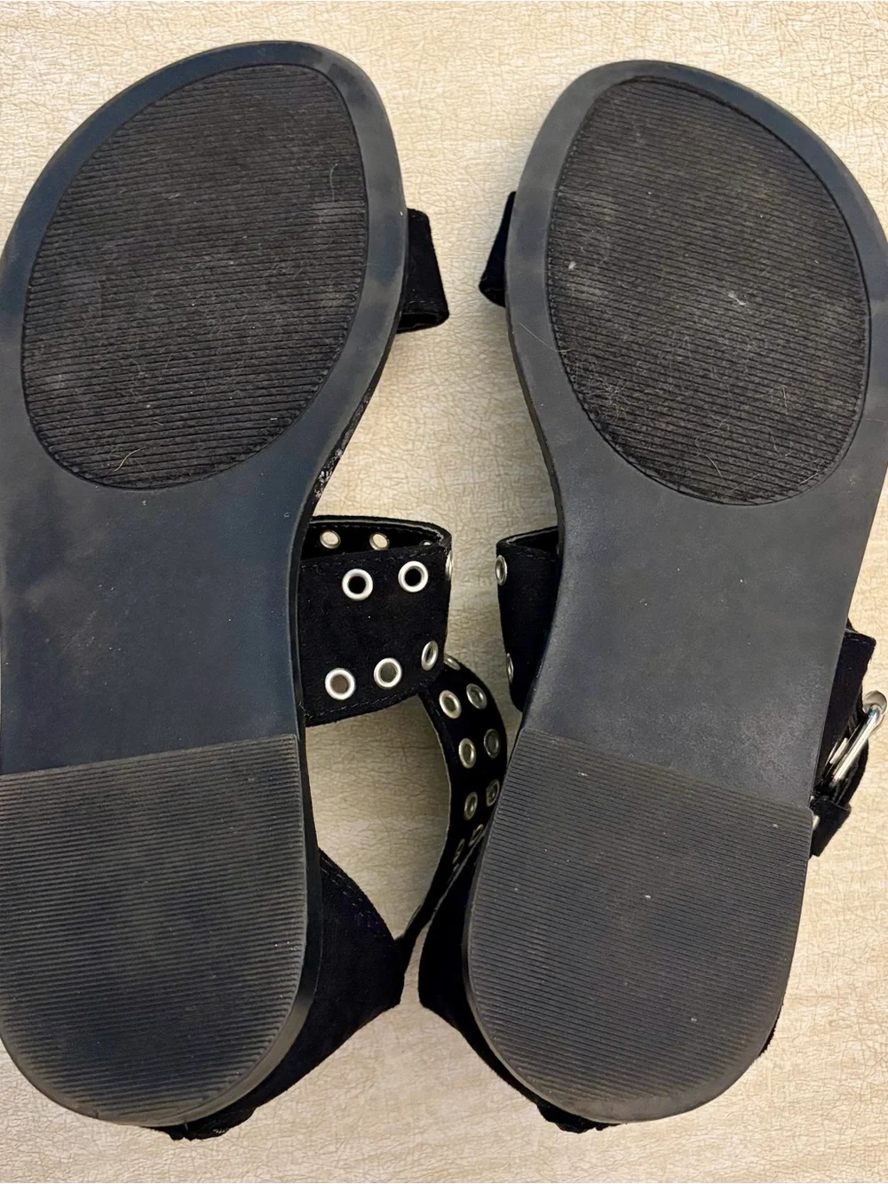 torrid Black Grommet Strap Flat Sandals